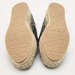 Salvatore Ferragamo Black Leather Kim Gal Espadrille Loafers Size 40