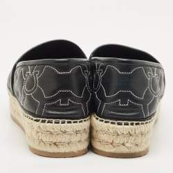 Salvatore Ferragamo Black Leather Kim Gal Espadrille Loafers Size 40