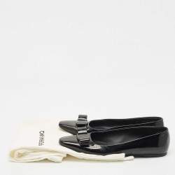 Salvatore Ferragamo Black Patent Leather Vara Bow Ballet Flats Size 37