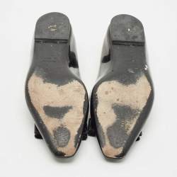 Salvatore Ferragamo Black Patent Leather Vara Bow Ballet Flats Size 37