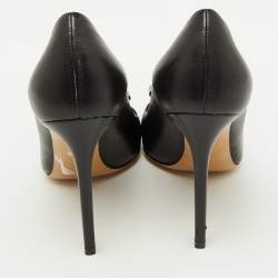 Salvatore Ferragamo Black Leather Zeri Pointed Toe Pumps Size 41