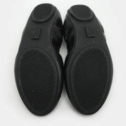 Pre Owned Salvatore Ferragamo Black Leather Vara Bow Ballet Flats Size 37