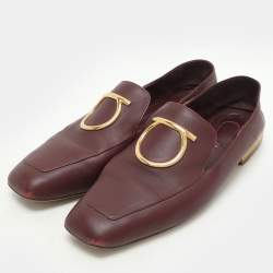 Pre Owned Salvatore Ferragamo Burgundy Leather Lana Loafers Loafers Size 39