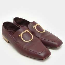 Pre Owned Salvatore Ferragamo Burgundy Leather Lana Loafers Loafers Size 39