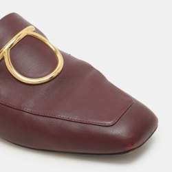 Pre Owned Salvatore Ferragamo Burgundy Leather Lana Loafers Loafers Size 39