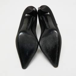 Pre Owned Salvatore Ferragamo Black Satin Ciconia Embellished Ankle Length Boots Size 40