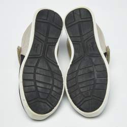 Pre Owned Salvatore Ferragamo Black/Gold Leather and Neoprene Palau Sneakers Size 38.5