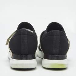 Pre Owned Salvatore Ferragamo Black/Gold Leather and Neoprene Palau Sneakers Size 38.5