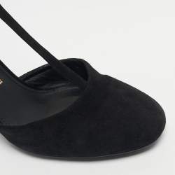 Pre Owned Salvatore Ferragamo Black/Blue Suede And Leather Fergie T-Strap Pumps Size 40.5