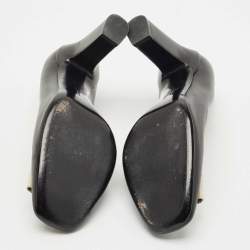 Pre Owned Salvatore Ferragamo Black Leather Vara Bow Block Heels Pumps Size 38.5