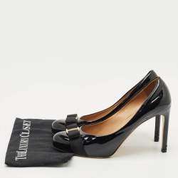 Pre Owned Salvatore Ferragamo Black Patent Leather Pimpa Vara Bow Platform Pumps Size 41