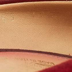 Pre Owned Salvatore Ferragamo Dark Red Suede Pimpa Vara Bow Platform Pumps Size 41