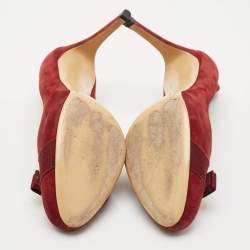 Pre Owned Salvatore Ferragamo Dark Red Suede Pimpa Vara Bow Platform Pumps Size 41