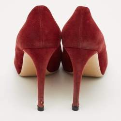 Pre Owned Salvatore Ferragamo Dark Red Suede Pimpa Vara Bow Platform Pumps Size 41