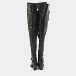 Pre Owned Salvatore Ferragamo Black Leather Thigh High Boots Size 40