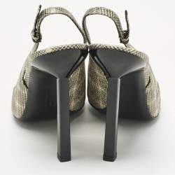 Pre Owned Salvatore Ferragamo Beige Canvas Jessoe X5 Slingback Pumps Size 41