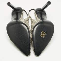 Pre Owned Salvatore Ferragamo Beige Canvas Jessoe X5 Slingback Pumps Size 41