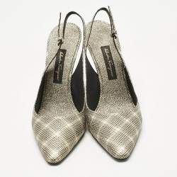 Pre Owned Salvatore Ferragamo Beige Canvas Jessoe X5 Slingback Pumps Size 41