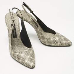 Pre Owned Salvatore Ferragamo Beige Canvas Jessoe X5 Slingback Pumps Size 41