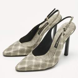 Pre Owned Salvatore Ferragamo Beige Canvas Jessoe X5 Slingback Pumps Size 41