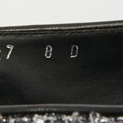 Pre Owned Salvatore Ferragamo Grey Tweed and Leather Novello Slip On Sneakers Size 38.5