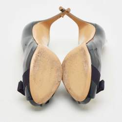 Pre Owned Salvatore Ferragamo Navy Blue Patent Leather Pimpa Platform Pumps Size 38