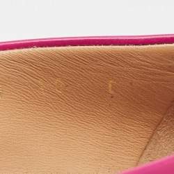 Pre Owned Salvatore Ferragamo Pink Leather Vara Bow Peep Toe Pumps Size 40.5