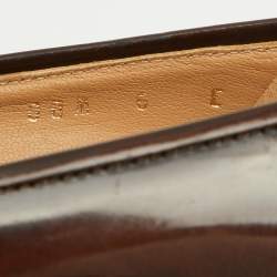 Pre Owned Salvatore Ferragamo Dark Brown Leather Loafer Platform Pumps Size 36.5