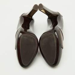 Pre Owned Salvatore Ferragamo Dark Brown Leather Loafer Platform Pumps Size 36.5