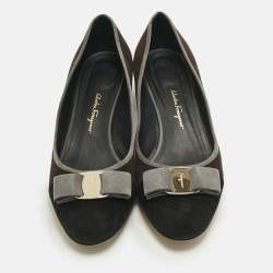 Pre Owned Salvatore Ferragamo Multicolor Suede Vara Bow Pumps Size 38.5
