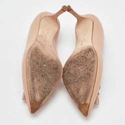 Pre Owned Salvatore Ferragamo Beige Leather Winnie Pumps Size 36.5