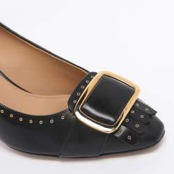 Pre Owned Salvatore Ferragamo Black Leather Leonie Pumps Size 40