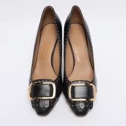 Pre Owned Salvatore Ferragamo Black Leather Leonie Pumps Size 40