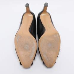 Pre Owned Salvatore Ferragamo Black Leather Leonie Pumps Size 40