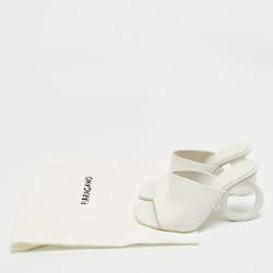 Pre Owned Salvatore Ferragamo White Leather Astro Slide Sandals Size 37