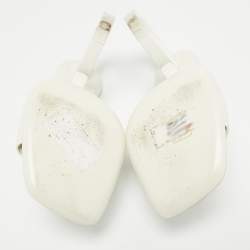 Pre Owned Salvatore Ferragamo White Leather Astro Slide Sandals Size 37