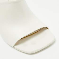 Pre Owned Salvatore Ferragamo White Leather Astro Slide Sandals Size 37