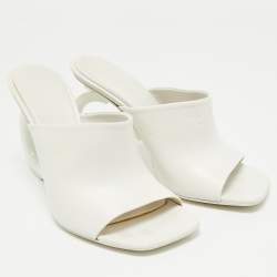 Pre Owned Salvatore Ferragamo White Leather Astro Slide Sandals Size 37