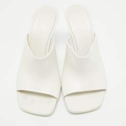 Pre Owned Salvatore Ferragamo White Leather Astro Slide Sandals Size 37
