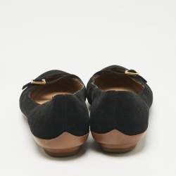 Pre Owned Salvatore Ferragamo Black Suede Audrey Ballet Flats Size 37.5