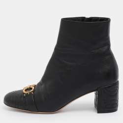 Pre Owned Salvatore Ferragamo Black Leather Lilla Mid Calf Boots Size 36