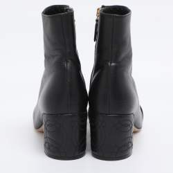 Pre Owned Salvatore Ferragamo Black Leather Lilla Mid Calf Boots Size 36