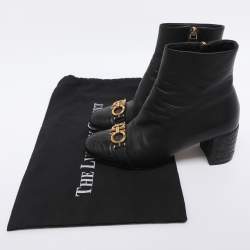 Pre Owned Salvatore Ferragamo Black Leather Lilla Mid Calf Boots Size 36