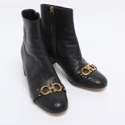 Pre Owned Salvatore Ferragamo Black Leather Lilla Mid Calf Boots Size 36