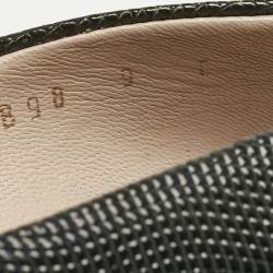 Pre Owned Salvatore Ferragamo Black Lizard Embossed Leather Peep Toe Pumps Size 39.5