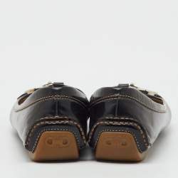 Pre Owned Salvatore Ferragamo Black Patent Leather Gancio Ballet Flats Size 38.5