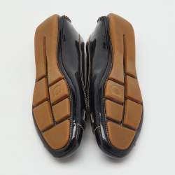 Pre Owned Salvatore Ferragamo Black Patent Leather Gancio Ballet Flats Size 38.5