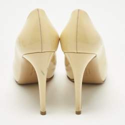 Pre Owned Salvatore Ferragamo Yellow Patent Leather Vara Bow Platform Pumps Size 38.5