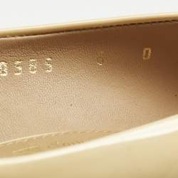 Pre Owned Salvatore Ferragamo Yellow Patent Leather Vara Bow Platform Pumps Size 38.5