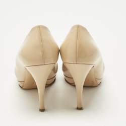 Pre Owned Salvatore Ferragamo Yellow Patent Leather Vara Bow Platform Pumps Size 38.5